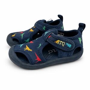 STQ Kids Dinosaur Water Shoes Toddler Sz 5 Navy Blue Quick-Dry Swim Sandals EUC